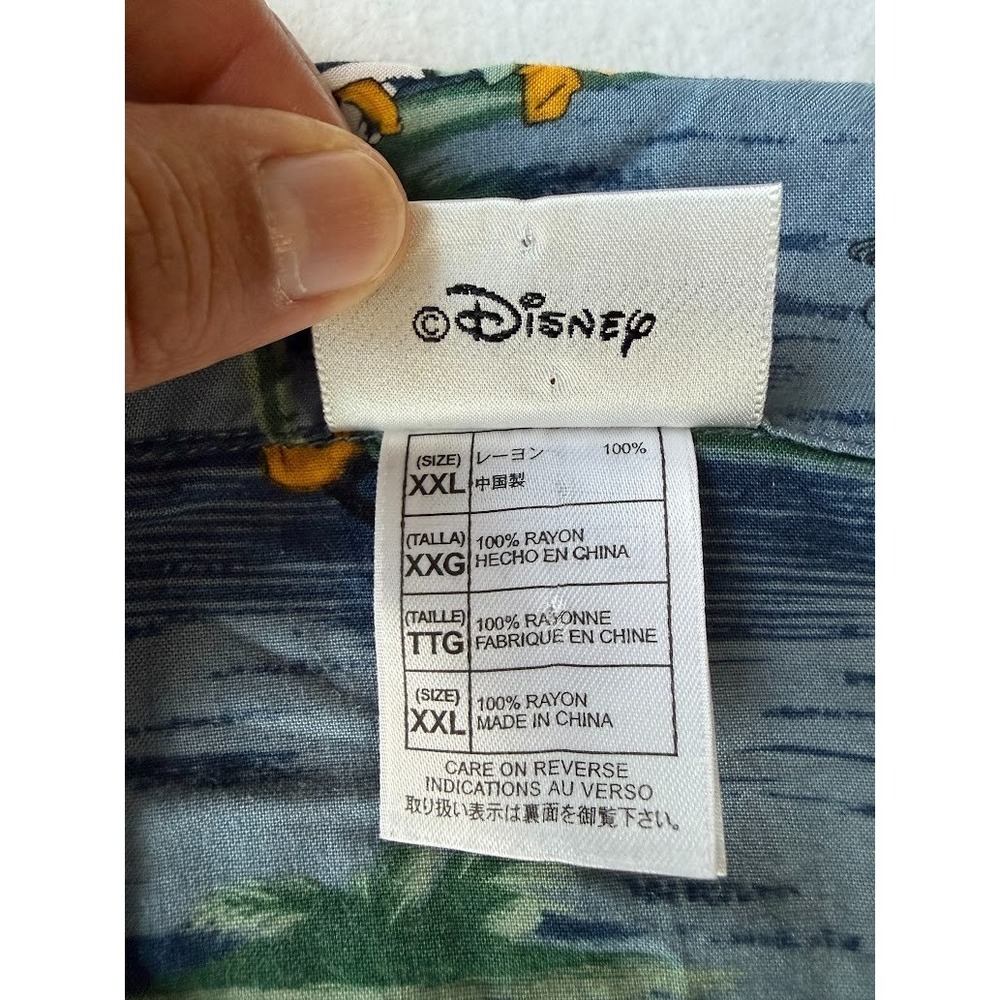 Walt Disney World Mickey Hawaiian Shirt XXL Blue Rayon Fishing Boat Aloha Casual - Picture 11 of 14
